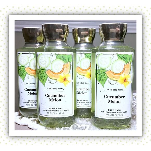 Bath & Body Works Cucumber Melon 10oz Shower Gel Body Wash (x4) Aloe B5 - Picture 1 of 4